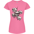 5 Skulls Demons Biker Gothic Heavy Metal Womens Petite Cut T-Shirt Azalea