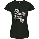 5 Skulls Demons Biker Gothic Heavy Metal Womens Petite Cut T-Shirt Black