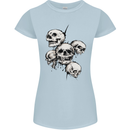 5 Skulls Demons Biker Gothic Heavy Metal Womens Petite Cut T-Shirt Light Blue