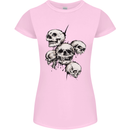 5 Skulls Demons Biker Gothic Heavy Metal Womens Petite Cut T-Shirt Light Pink