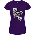 5 Skulls Demons Biker Gothic Heavy Metal Womens Petite Cut T-Shirt Purple