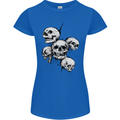 5 Skulls Demons Biker Gothic Heavy Metal Womens Petite Cut T-Shirt Royal Blue