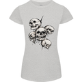 5 Skulls Demons Biker Gothic Heavy Metal Womens Petite Cut T-Shirt Sports Grey