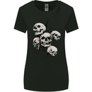 5 Skulls Demons Biker Gothic Heavy Metal Womens Wider Cut T-Shirt Black