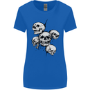 5 Skulls Demons Biker Gothic Heavy Metal Womens Wider Cut T-Shirt Royal Blue