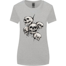 5 Skulls Demons Biker Gothic Heavy Metal Womens Wider Cut T-Shirt Sports Grey
