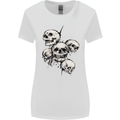 5 Skulls Demons Biker Gothic Heavy Metal Womens Wider Cut T-Shirt White