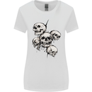 5 Skulls Demons Biker Gothic Heavy Metal Womens Wider Cut T-Shirt White