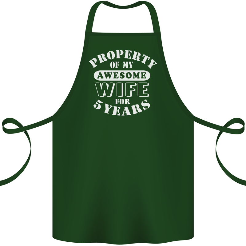 5 Year Wedding Anniversary 5th Funny Wife Cotton Apron 100% Organic Forest Green