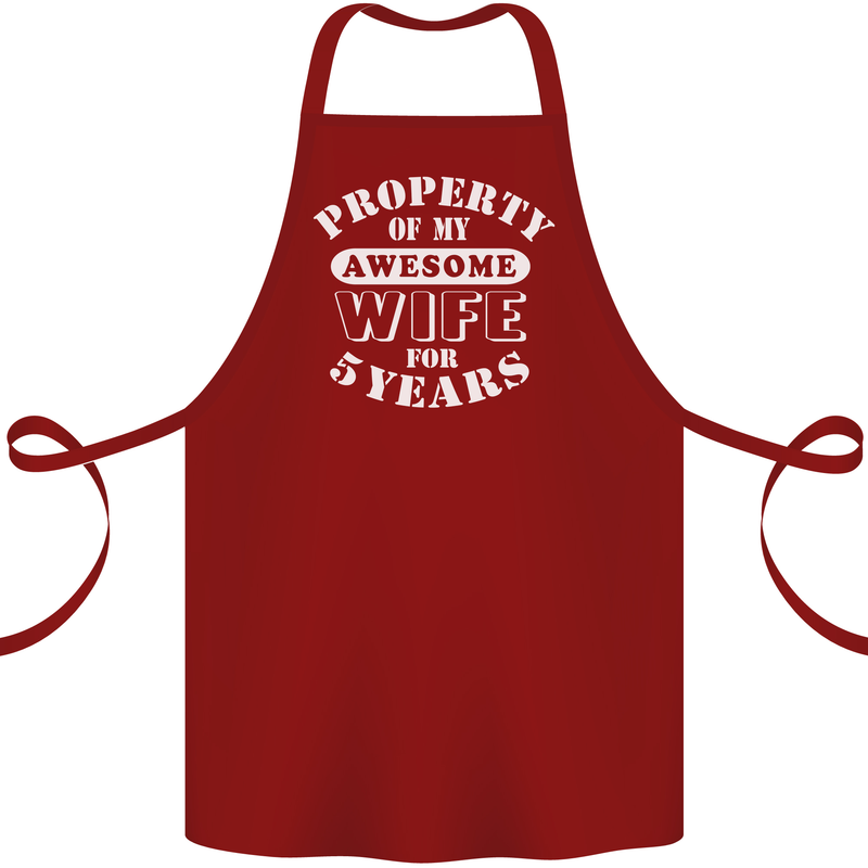 5 Year Wedding Anniversary 5th Funny Wife Cotton Apron 100% Organic Maroon