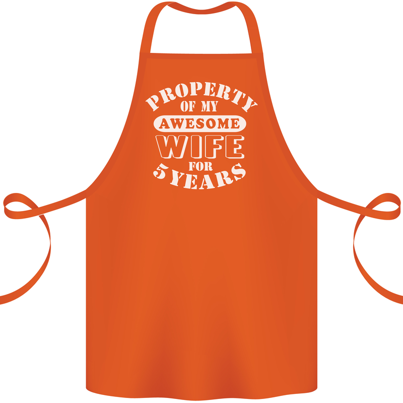 5 Year Wedding Anniversary 5th Funny Wife Cotton Apron 100% Organic Orange