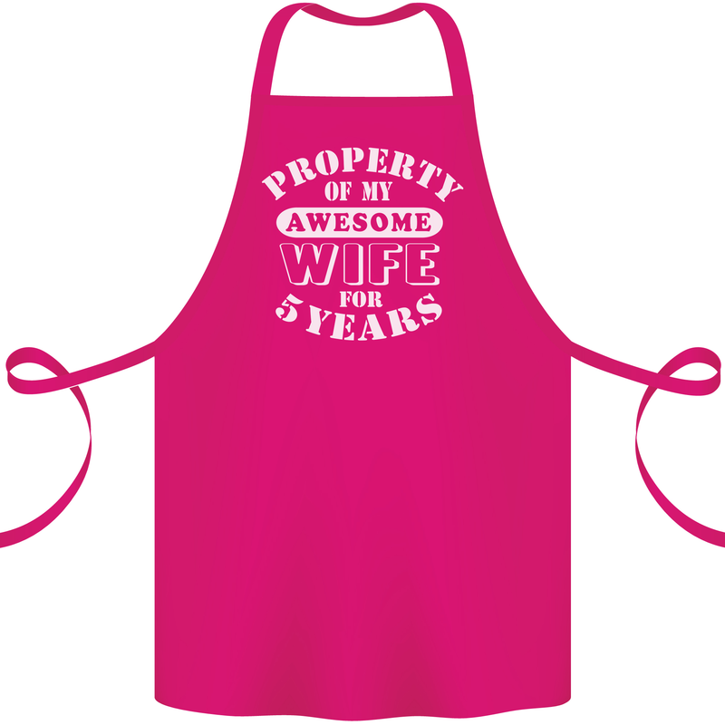 5 Year Wedding Anniversary 5th Funny Wife Cotton Apron 100% Organic Pink