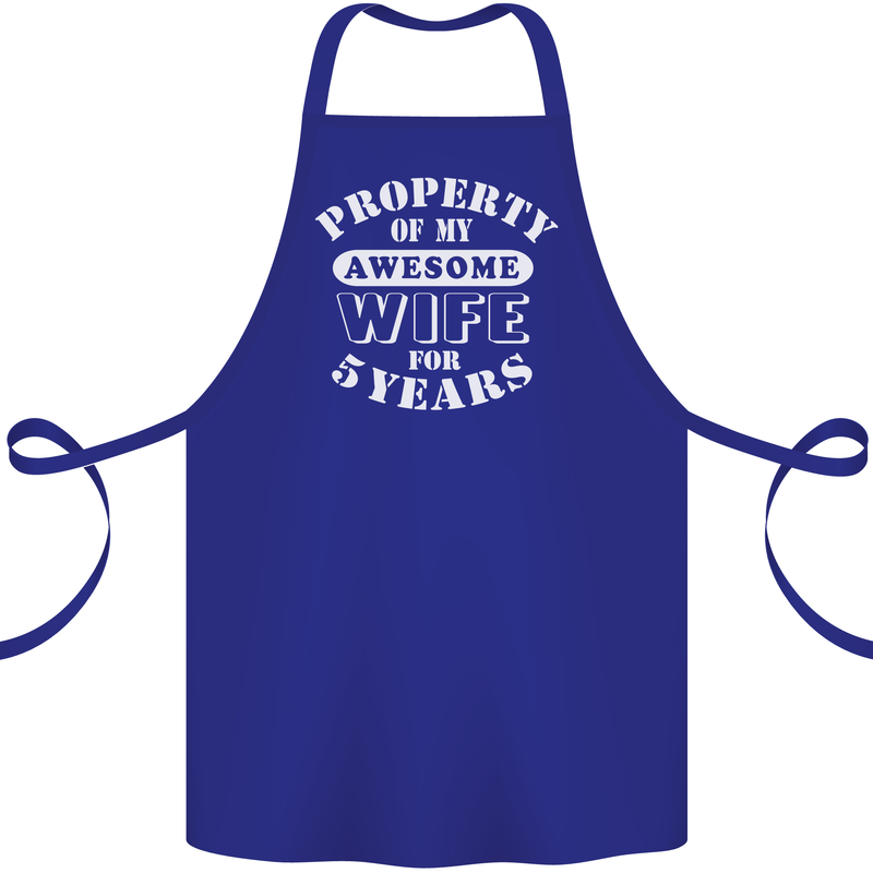 5 Year Wedding Anniversary 5th Funny Wife Cotton Apron 100% Organic Royal Blue