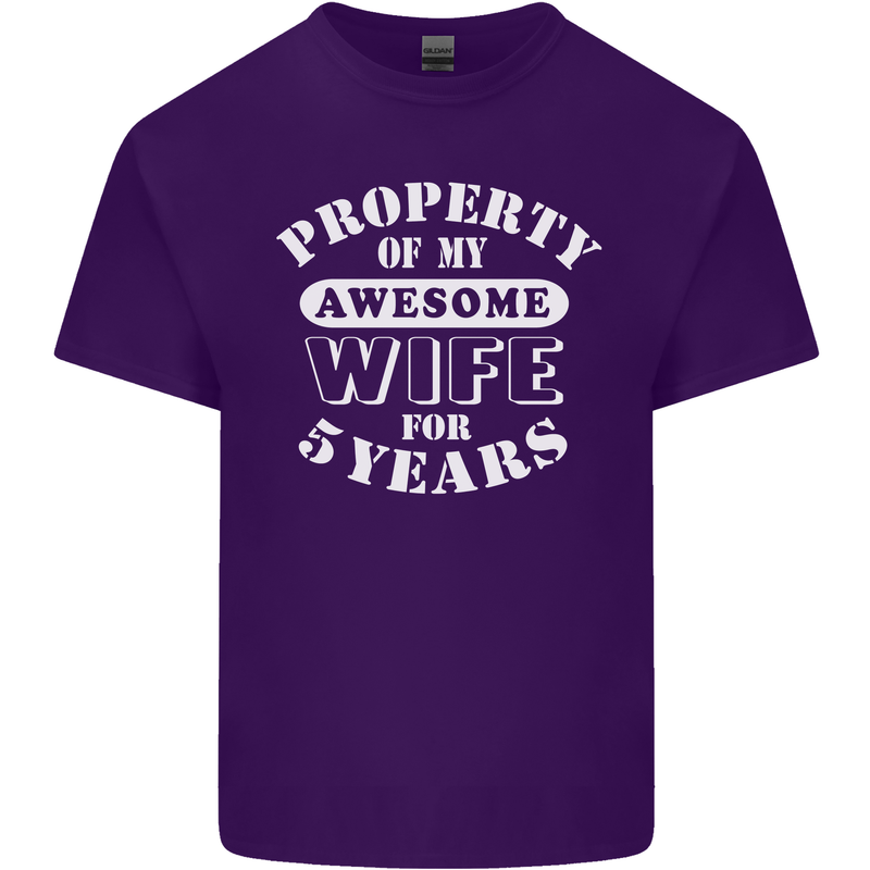 5 Year Wedding Anniversary 5th Funny Wife Mens Cotton T-Shirt Tee Top Purple