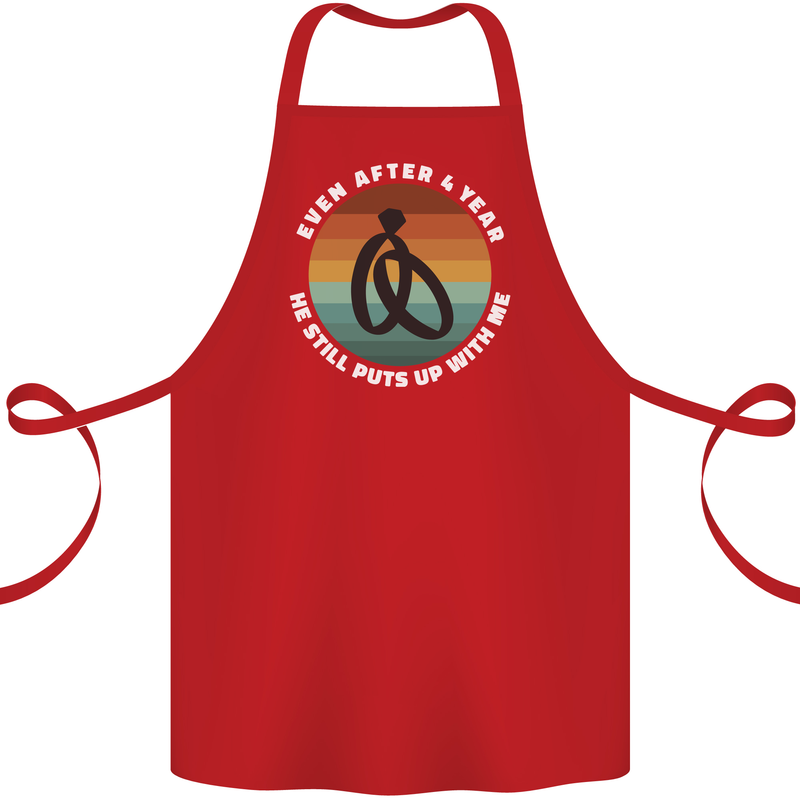 5 Year Wedding Anniversary 5th Marriage Cotton Apron 100% Organic Red