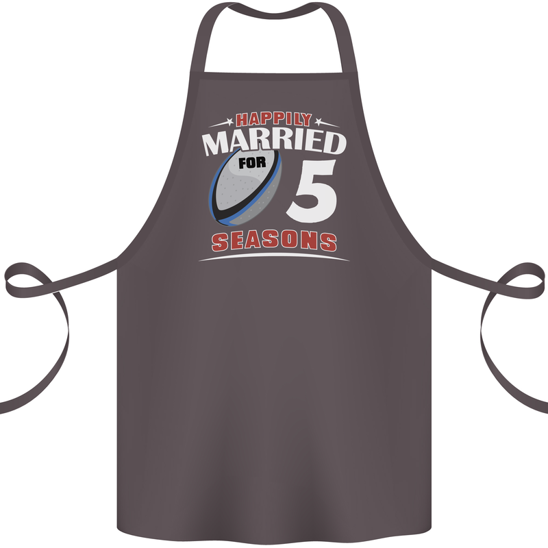 5 Year Wedding Anniversary 5th Rugby Cotton Apron 100% Organic Dark Grey