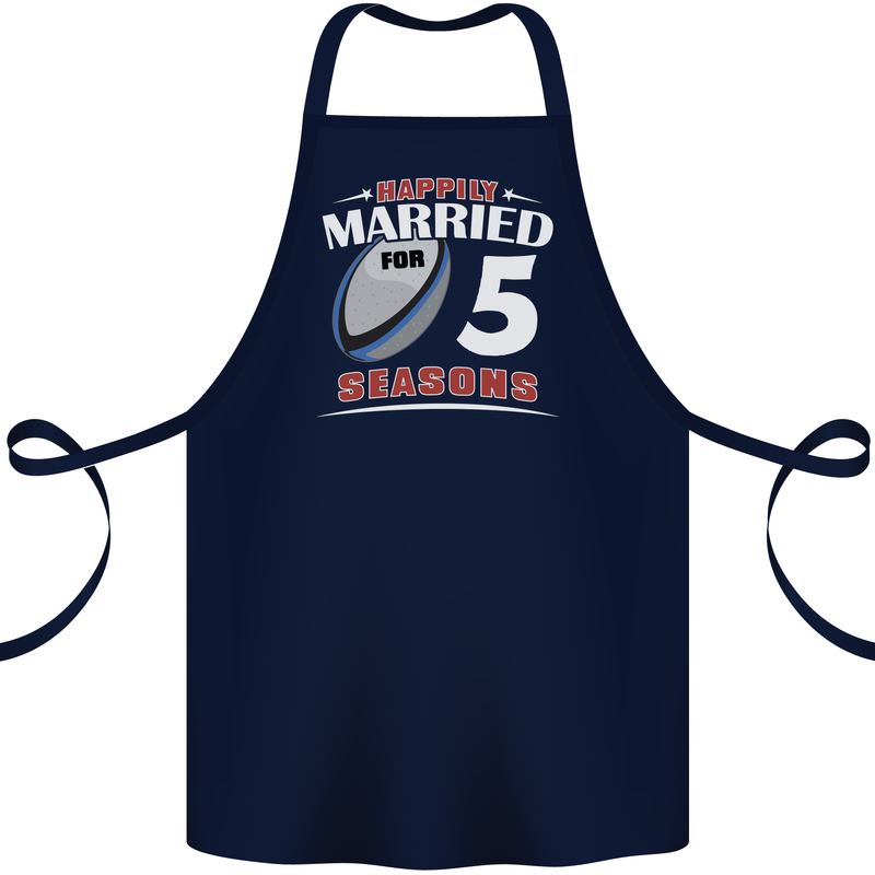 5 Year Wedding Anniversary 5th Rugby Cotton Apron 100% Organic Navy Blue