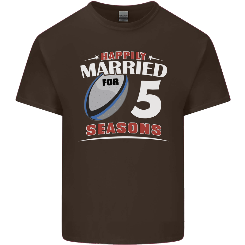 5 Year Wedding Anniversary 5th Rugby Mens Cotton T-Shirt Tee Top Dark Chocolate