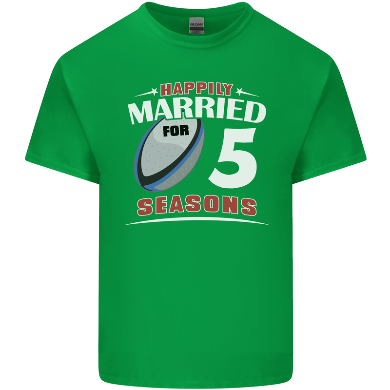 5 Year Wedding Anniversary 5th Rugby Mens Cotton T-Shirt Tee Top Irish Green