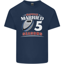 5 Year Wedding Anniversary 5th Rugby Mens Cotton T-Shirt Tee Top Navy Blue