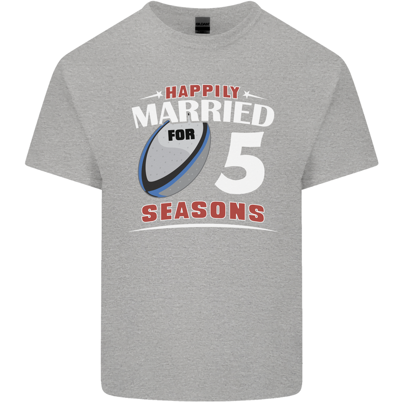 5 Year Wedding Anniversary 5th Rugby Mens Cotton T-Shirt Tee Top Sports Grey