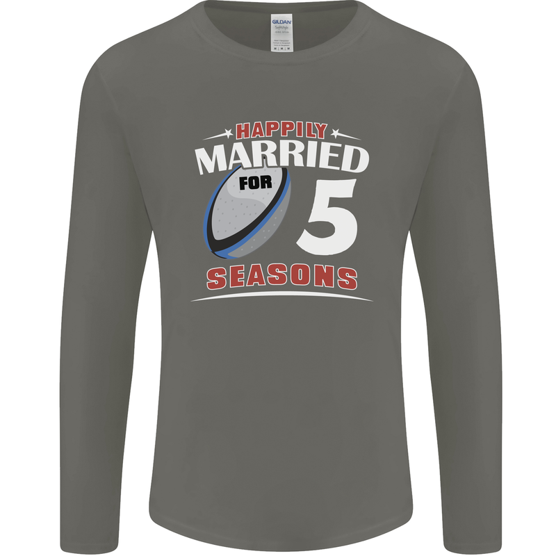 5 Year Wedding Anniversary 5th Rugby Mens Long Sleeve T-Shirt Charcoal