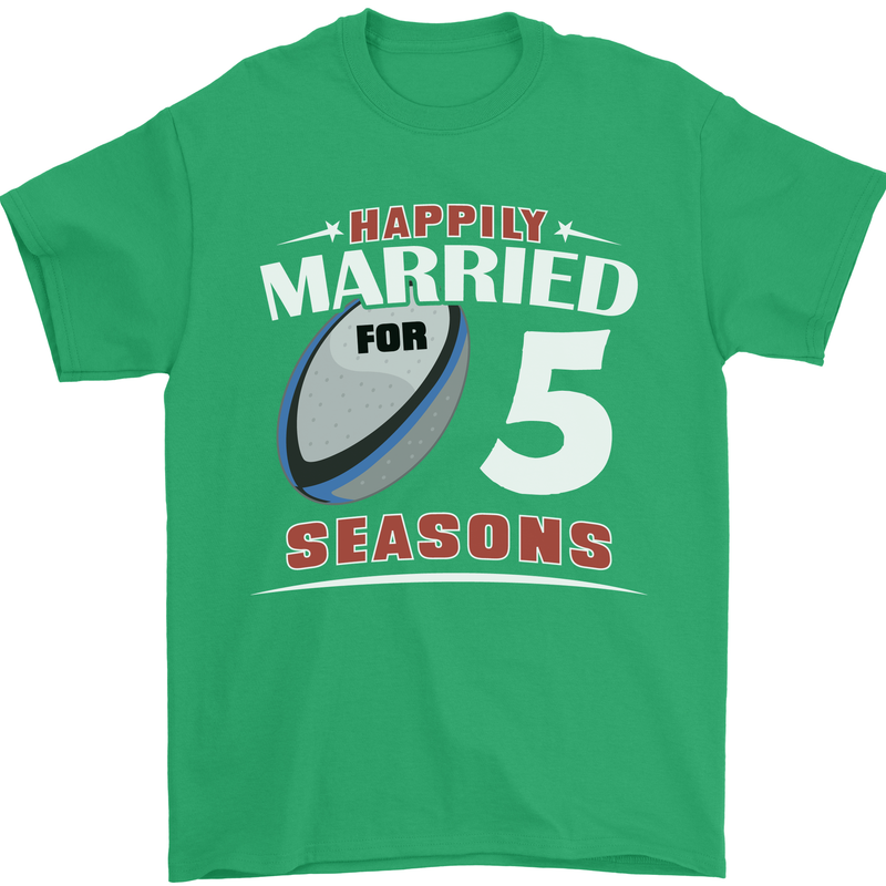 5 Year Wedding Anniversary 5th Rugby Mens T-Shirt 100% Cotton Irish Green