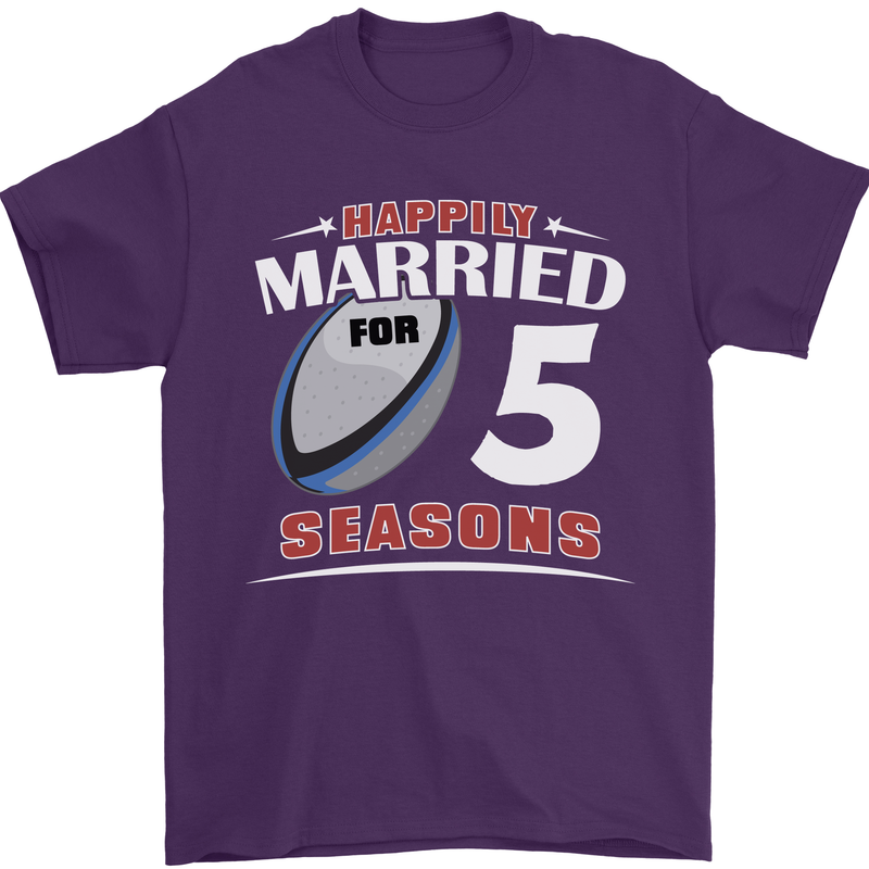 5 Year Wedding Anniversary 5th Rugby Mens T-Shirt 100% Cotton Purple