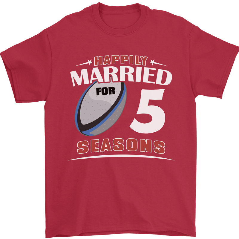 5 Year Wedding Anniversary 5th Rugby Mens T-Shirt 100% Cotton Red