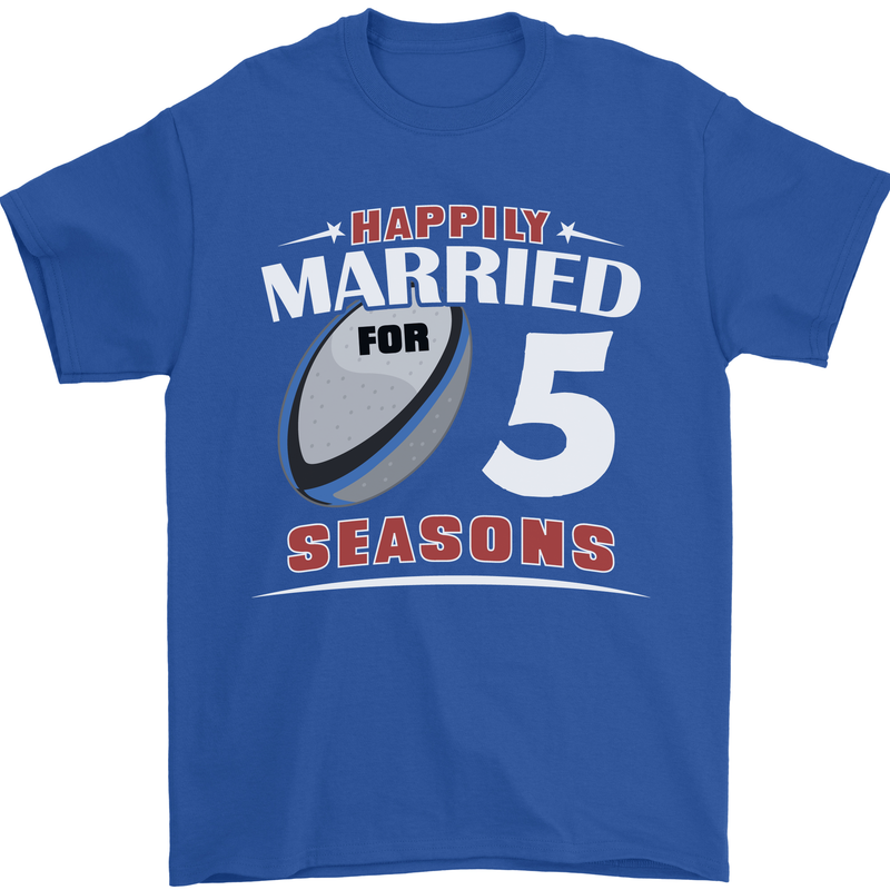 5 Year Wedding Anniversary 5th Rugby Mens T-Shirt 100% Cotton Royal Blue