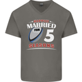 5 Year Wedding Anniversary 5th Rugby Mens V-Neck Cotton T-Shirt Charcoal