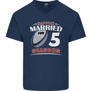 5 Year Wedding Anniversary 5th Rugby Mens V-Neck Cotton T-Shirt Navy Blue