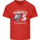 5 Year Wedding Anniversary 5th Rugby Mens V-Neck Cotton T-Shirt Red