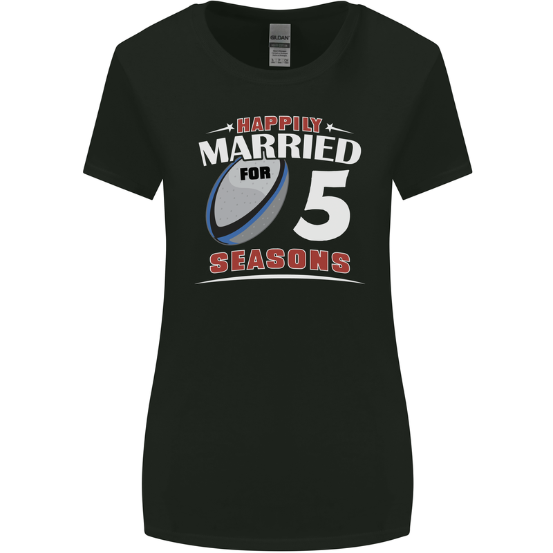 5 Year Wedding Anniversary 5th Rugby Womens Wider Cut T-Shirt Black