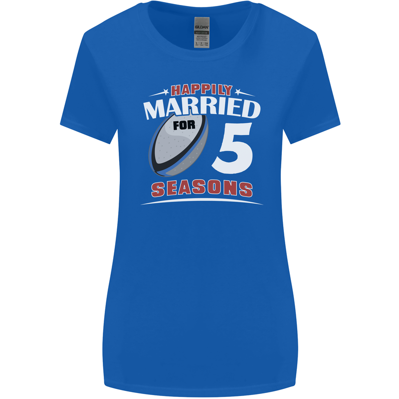 5 Year Wedding Anniversary 5th Rugby Womens Wider Cut T-Shirt Royal Blue