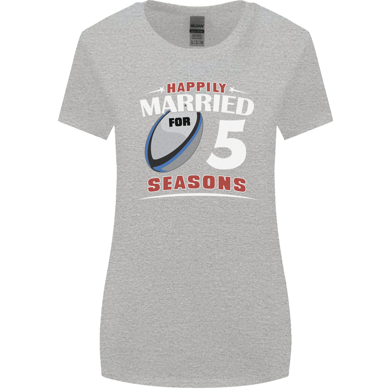 5 Year Wedding Anniversary 5th Rugby Womens Wider Cut T-Shirt Sports Grey