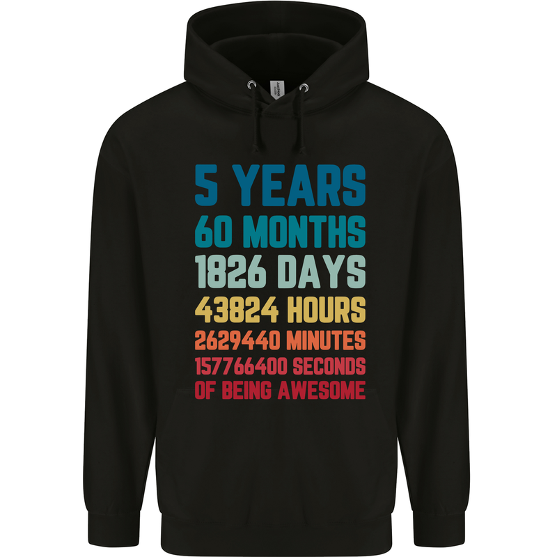 5th Birthday 5 Year Old Childrens Kids Hoodie Black