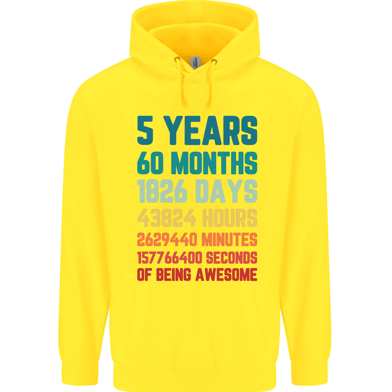 5th Birthday 5 Year Old Childrens Kids Hoodie Yellow
