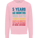 5th Birthday 5 Year Old Kids Sweatshirt Jumper Light Pink