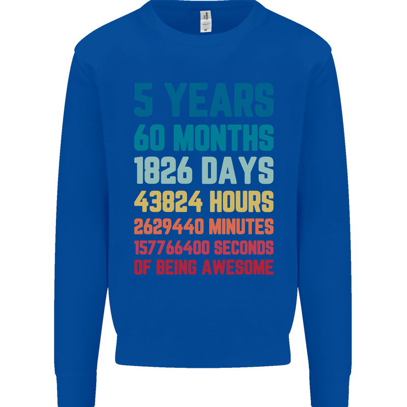 5th Birthday 5 Year Old Kids Sweatshirt Jumper Royal Blue