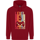 5th Birthday 5 Year Old Level Up Gamming Childrens Kids Hoodie Red