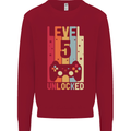 5th Birthday 5 Year Old Level Up Gamming Kids Sweatshirt Jumper Red