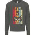 5th Birthday 5 Year Old Level Up Gamming Kids Sweatshirt Jumper Storm Grey