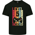 5th Birthday 5 Year Old Level Up Gamming Kids T-Shirt Childrens Black