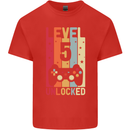 5th Birthday 5 Year Old Level Up Gamming Kids T-Shirt Childrens Red