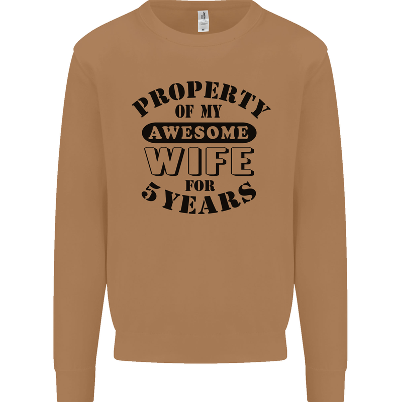 5th Wedding Anniversary 5 Year Funny Wife Mens Sweatshirt Jumper Caramel Latte