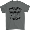 5th Wedding Anniversary 5 Year Funny Wife Mens T-Shirt 100% Cotton Charcoal