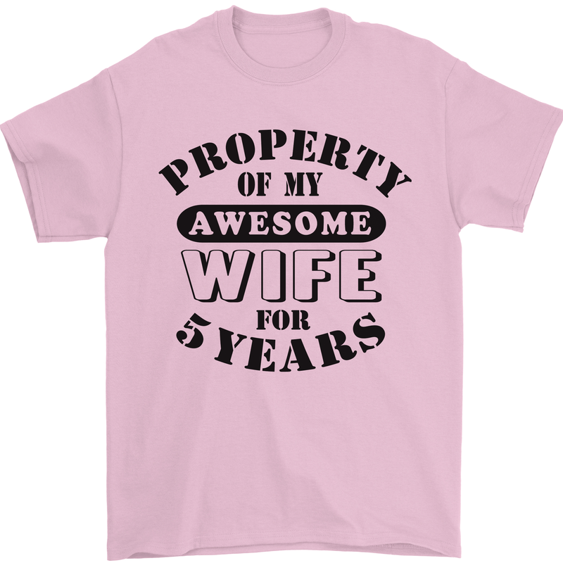 5th Wedding Anniversary 5 Year Funny Wife Mens T-Shirt 100% Cotton Light Pink