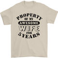 5th Wedding Anniversary 5 Year Funny Wife Mens T-Shirt 100% Cotton Sand