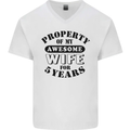 5th Wedding Anniversary 5 Year Funny Wife Mens V-Neck Cotton T-Shirt White